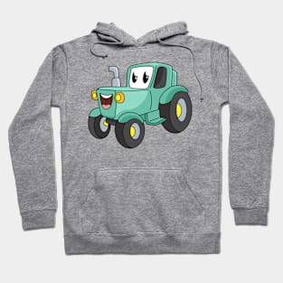 Cute happy green tractor cartoon Hoodie